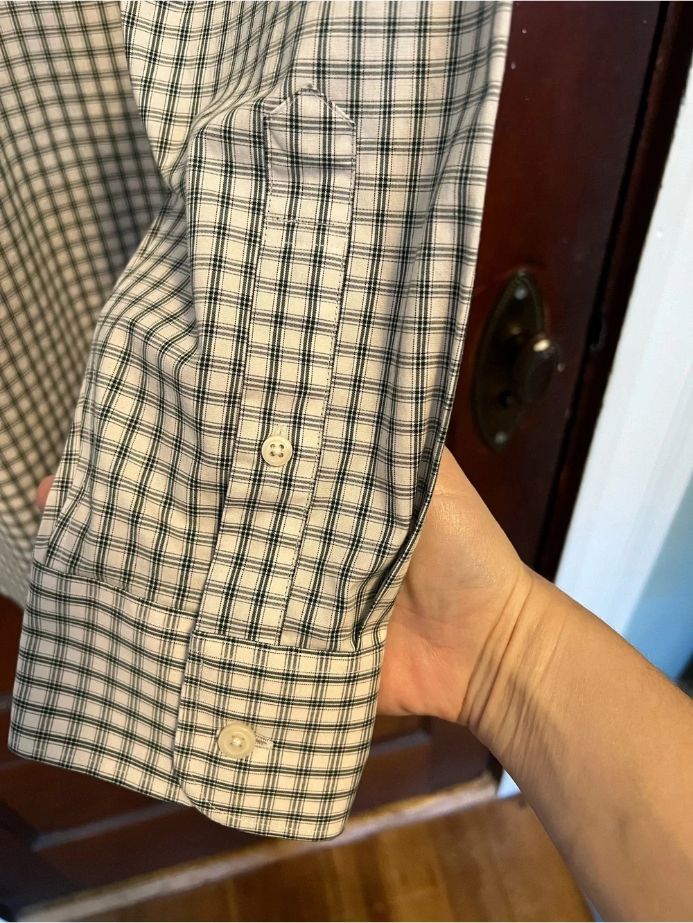J. Crew Men’s Thompson Flex Wrinkle Free White & Hunter Green Button-Down Shirt